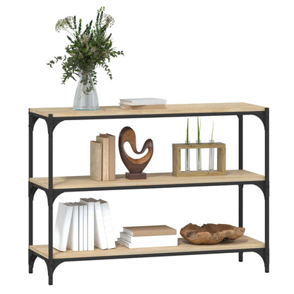 vidaXL Book Cabinet Sonoma Oak 100x33x70.5 cm Engineered Wood and Steel 4