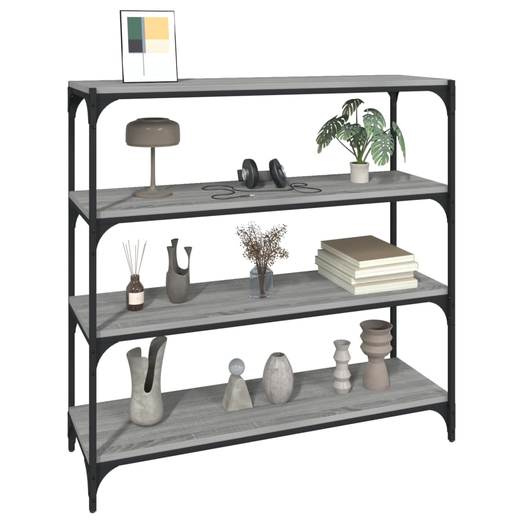 vidaXL Book Cabinet Grey Sonoma 100x33x100 cm Engineered Wood and Steel 4
