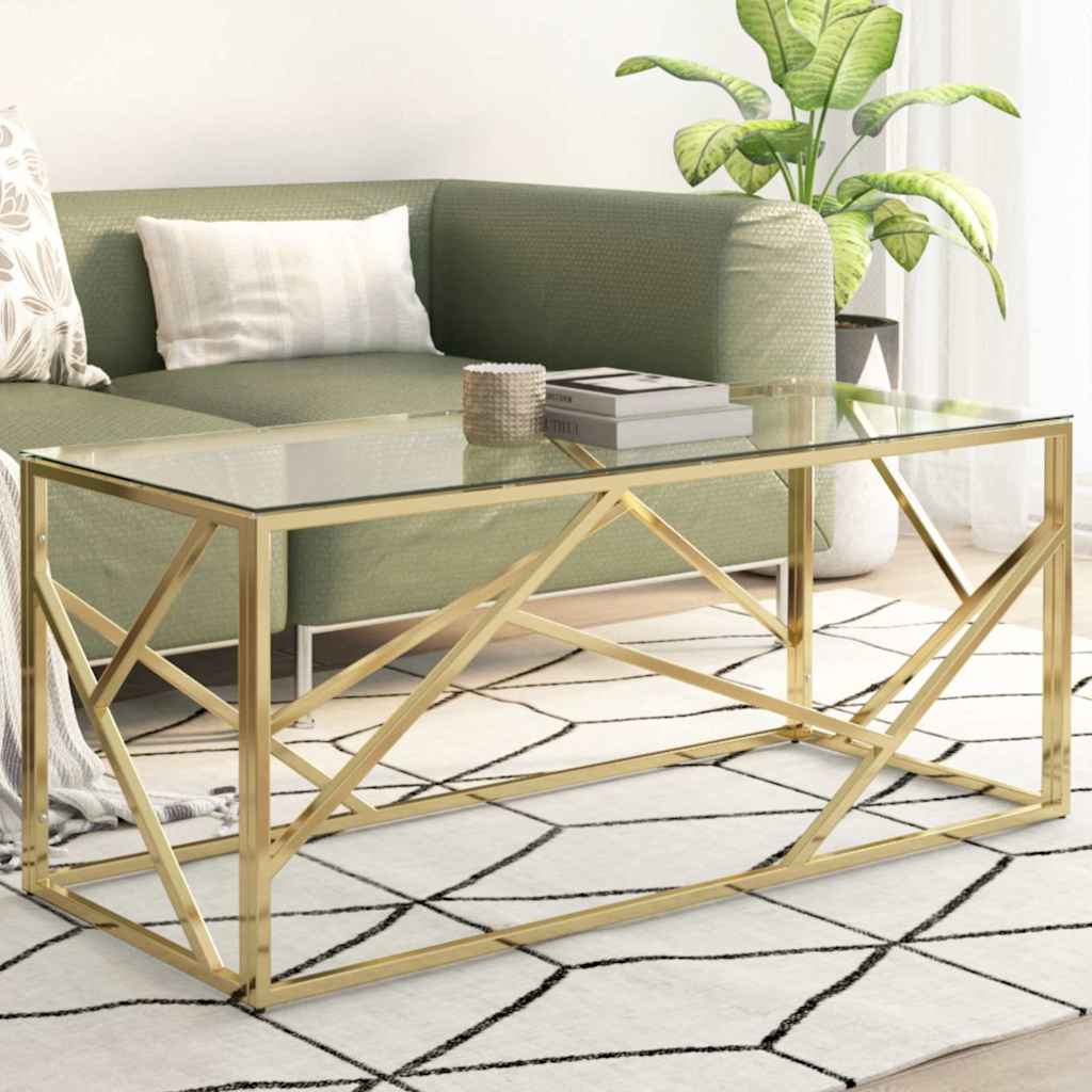 vidaXL Coffee Table Stainless Steel and Tempered