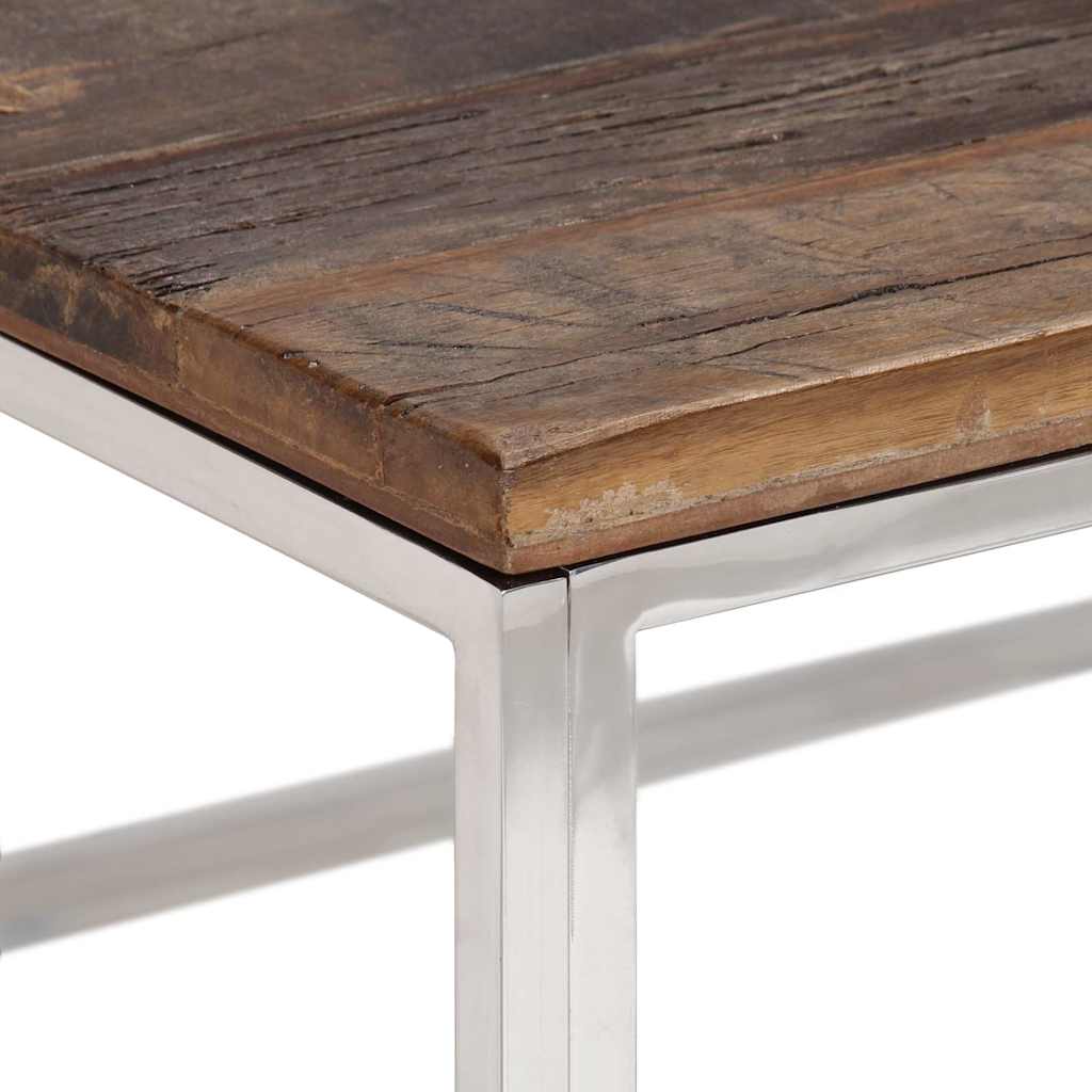 vidaXL Coffee Table Silver Stainless Steel and Solid Wood Sleeper 4