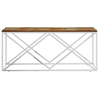 vidaXL Coffee Table Stainless Steel and Solid Wood Reclaimed 3