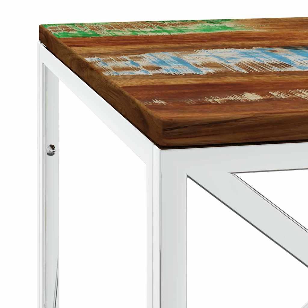 vidaXL Coffee Table Stainless Steel and Solid Wood Reclaimed 5