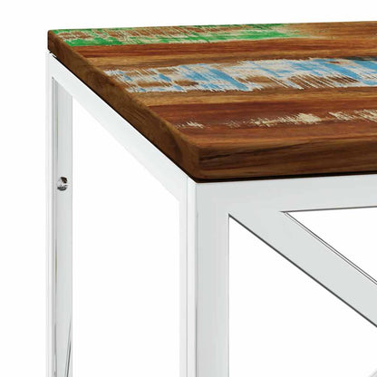 vidaXL Coffee Table Stainless Steel and Solid Wood Reclaimed 5