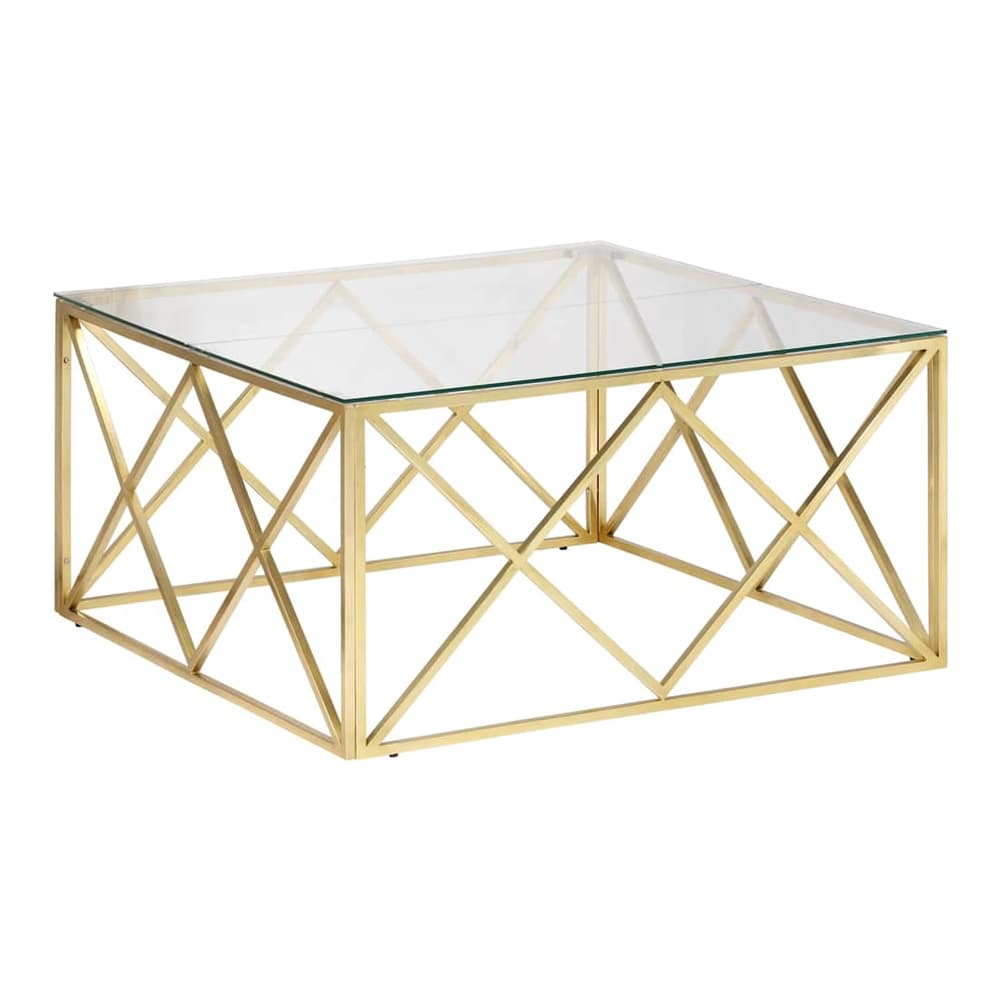 Coffee Table Stainless Steel and Tempered Gold