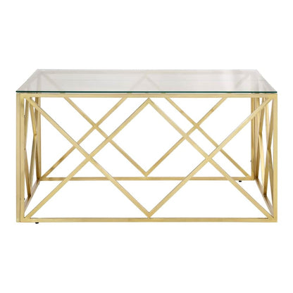 Coffee Table Stainless Steel and Tempered Gold