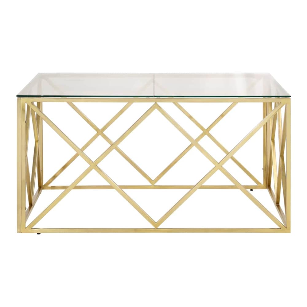 Coffee Table Stainless Steel and Tempered Gold