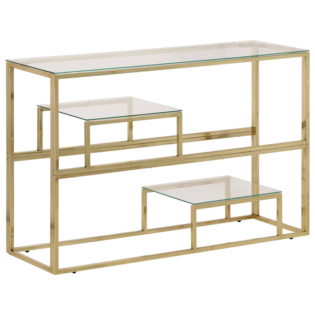 Console Table Stainless Steel and Tempered Gold