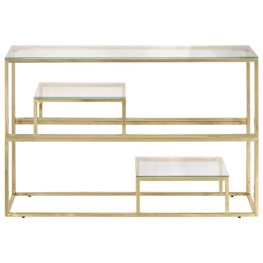 Console Table Stainless Steel and Tempered Gold