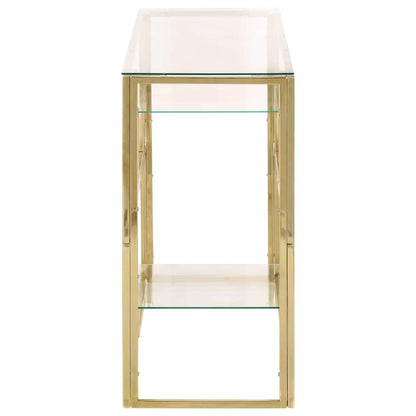 Console Table Stainless Steel and Tempered Gold