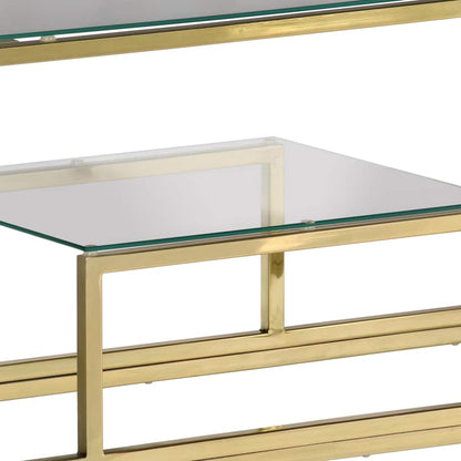 Console Table Stainless Steel and Tempered Gold