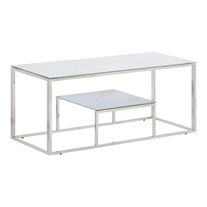 Coffee Table Stainless Steel and Solid Sleeper Silver and white