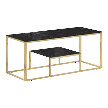 Coffee Table Stainless Steel and Solid Sleeper Gold and black