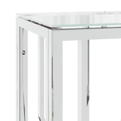 Console Table 70x30x70 cm Stainless Steel Silver Glass