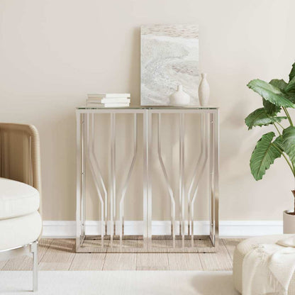 Console Table 70x30x70 cm Stainless Steel Silver Glass
