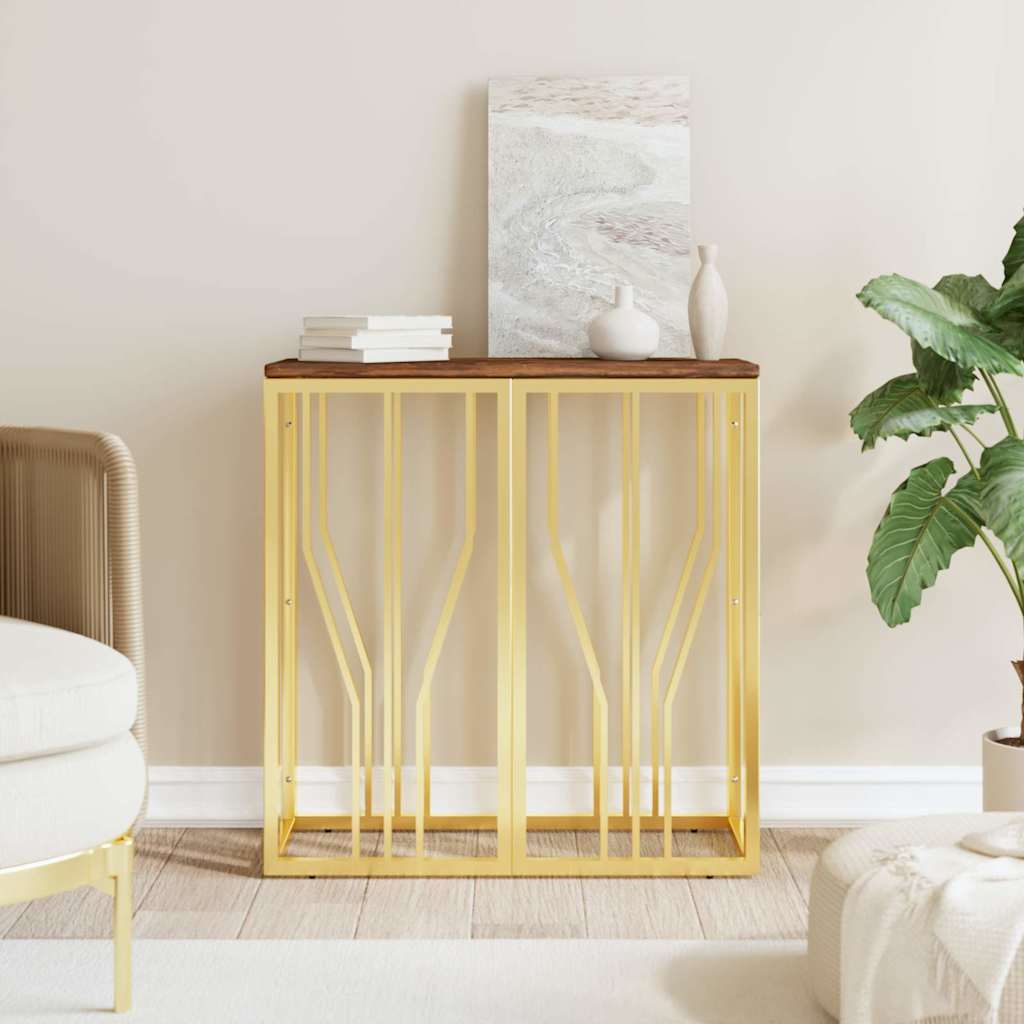 Console Table 70x30x70 cm Stainless Steel Gold Wood