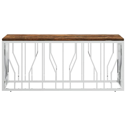 vidaXL Coffee Table Stainless Steel and Solid Wood Reclaimed 3
