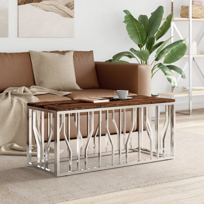 vidaXL Coffee Table Stainless Steel and Solid Wood Reclaimed 1