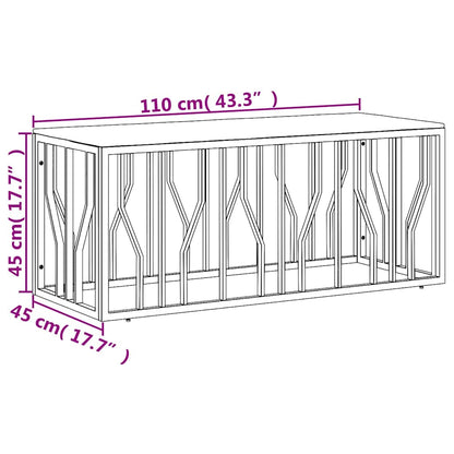 vidaXL Coffee Table Silver Stainless Steel and Solid Wood Reclaimed 6