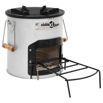 vidaXL Camping Wood Stove Silver 45x25x26 cm Steel 2