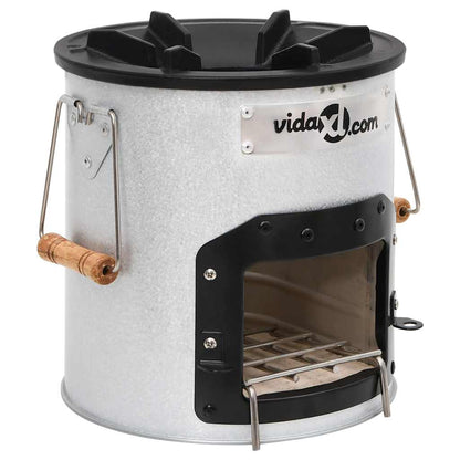 vidaXL Camping Wood Stove Silver 45x25x26 cm Steel 3