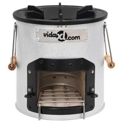 vidaXL Camping Wood Stove Silver 45x25x26 cm Steel 4