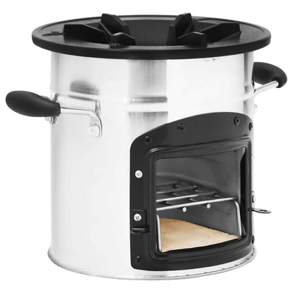 vidaXL Camping Wood Stove Silver 45,5x33x25,5 cm Stainless Steel 3