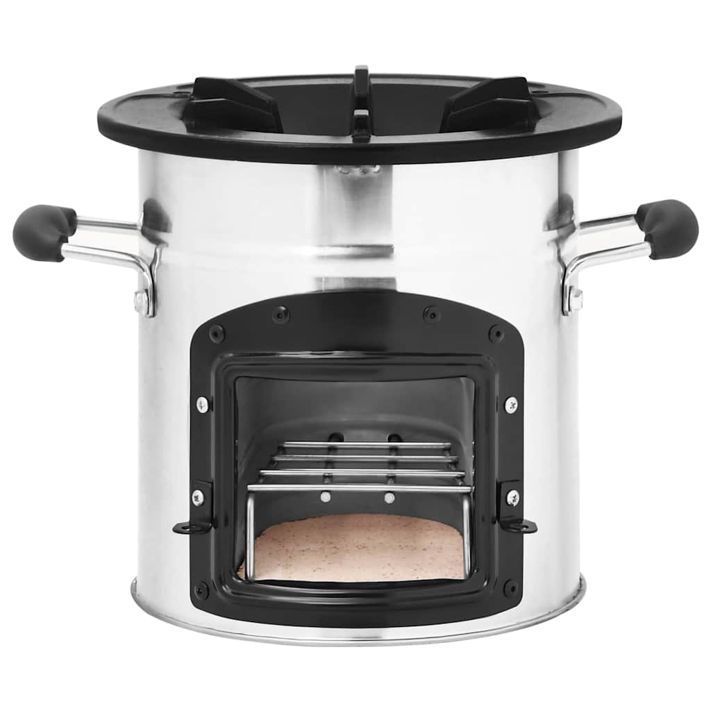 vidaXL Camping Wood Stove Silver 45,5x33x25,5 cm Stainless Steel 4
