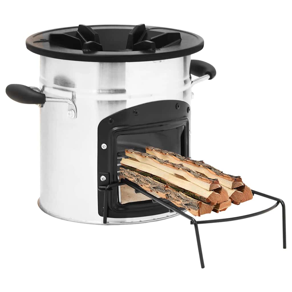 vidaXL Camping Wood Stove Silver 45,5x33x25,5 cm Stainless Steel 1