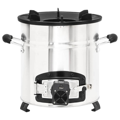 vidaXL Wood Stove with USB Fan Silver 35.5x26x28 cm Stainless Steel 3