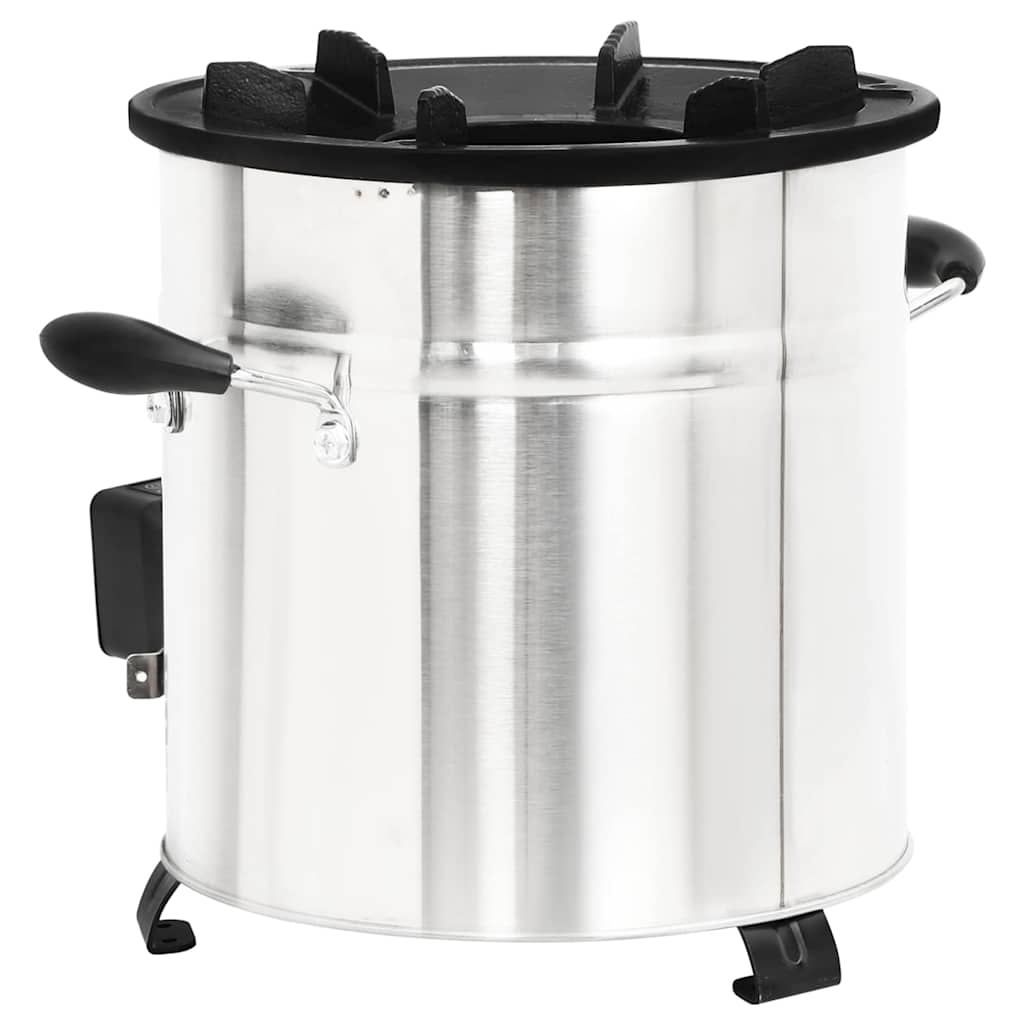 vidaXL Wood Stove with USB Fan Silver 35.5x26x28 cm Stainless Steel 6