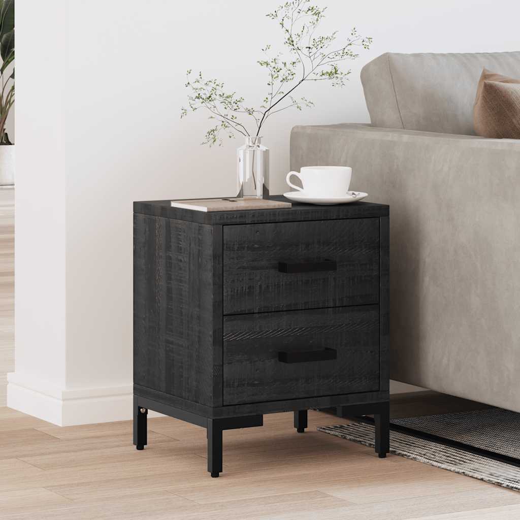 vidaXL Bedside Cabinet Black 36x30x45 cm Solid Pinewood 3