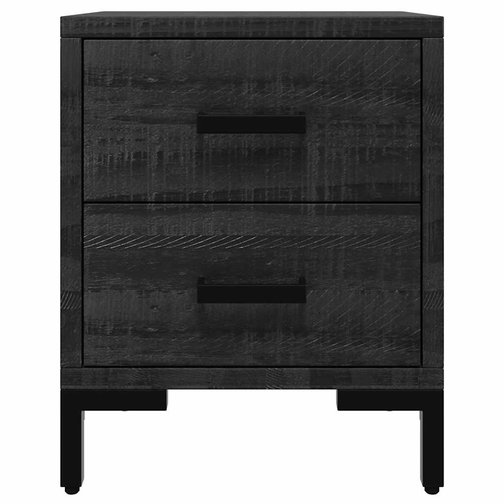 vidaXL Bedside Cabinet Black 36x30x45 cm Solid Pinewood 5