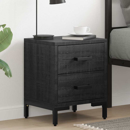 Bedside Cabinet Solid Pinewood Black 36 cm 45 cm