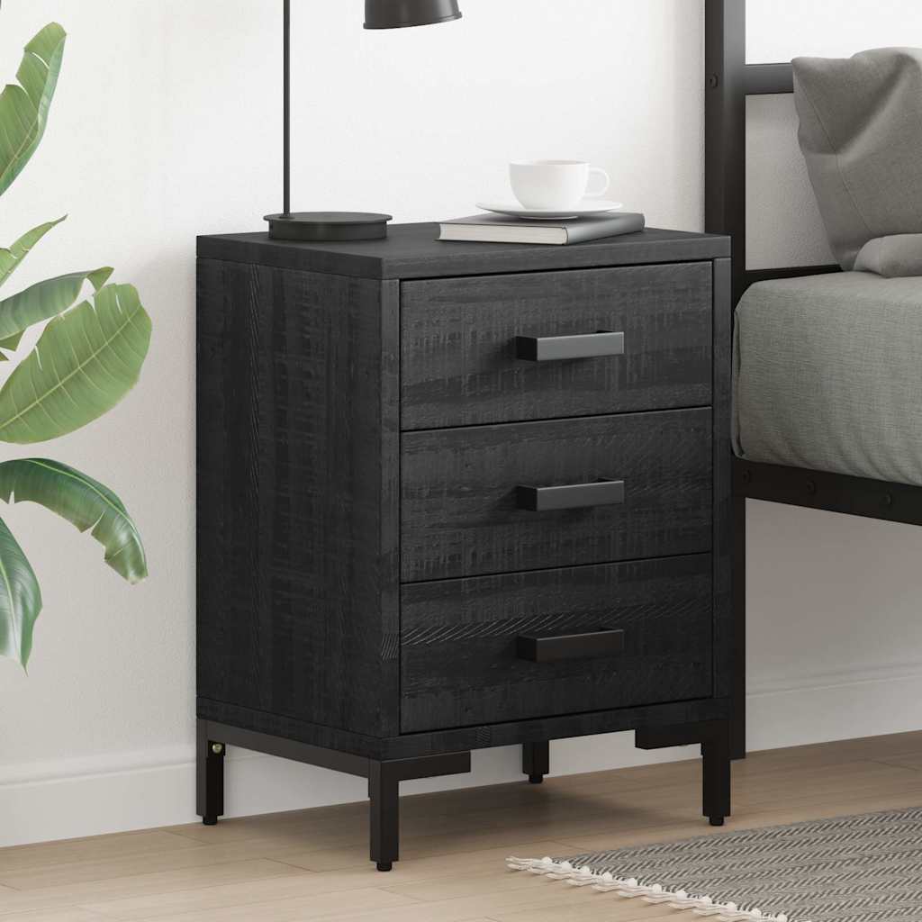 Bedside Cabinet Solid Pinewood Black 40 cm 55 cm