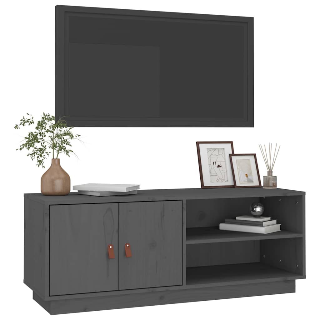 vidaXL TV Cabinet Grey 105x34x40 cm Solid Wood Pine 4