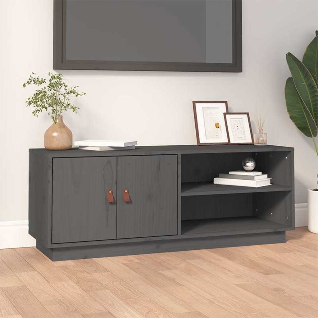 vidaXL TV Cabinet Grey 105x34x40 cm Solid Wood Pine 1
