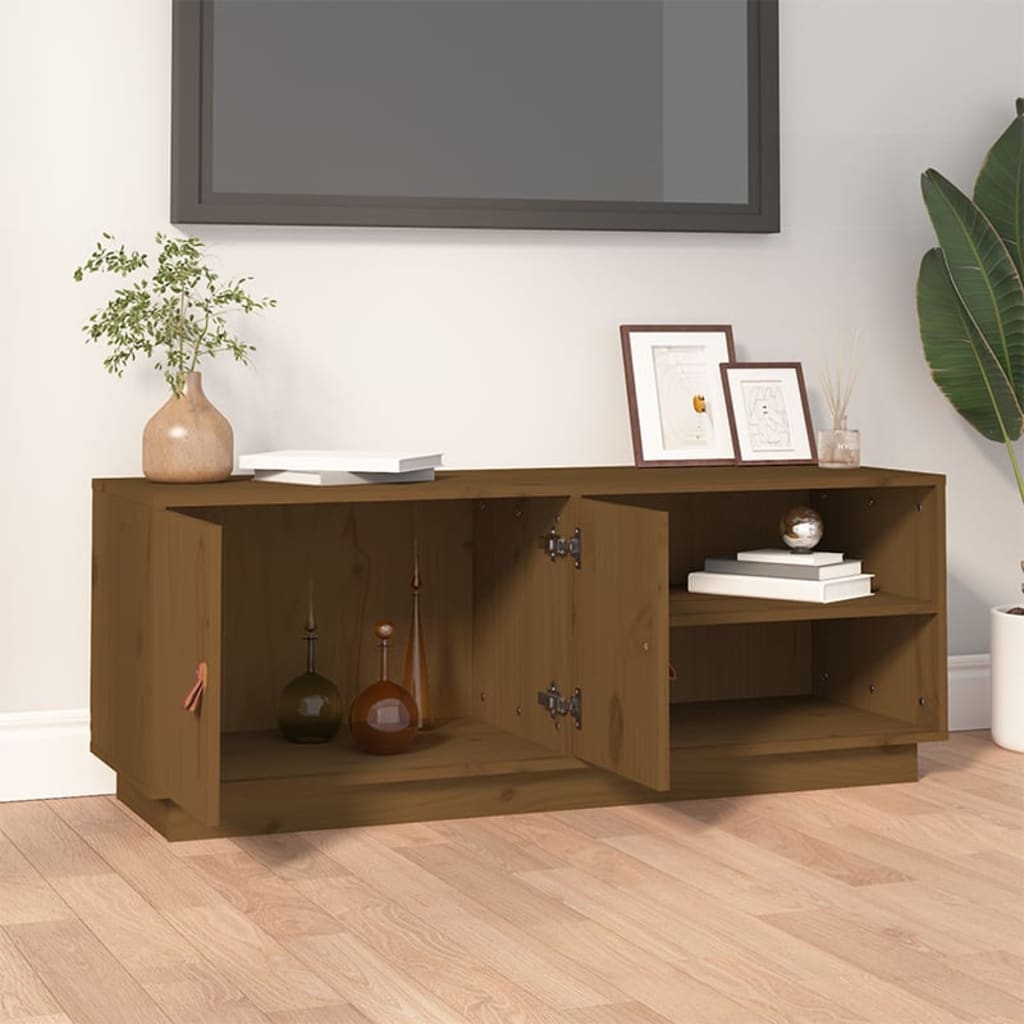 vidaXL TV Cabinet Honey Brown 105x34x40 cm Solid Wood Pine 3