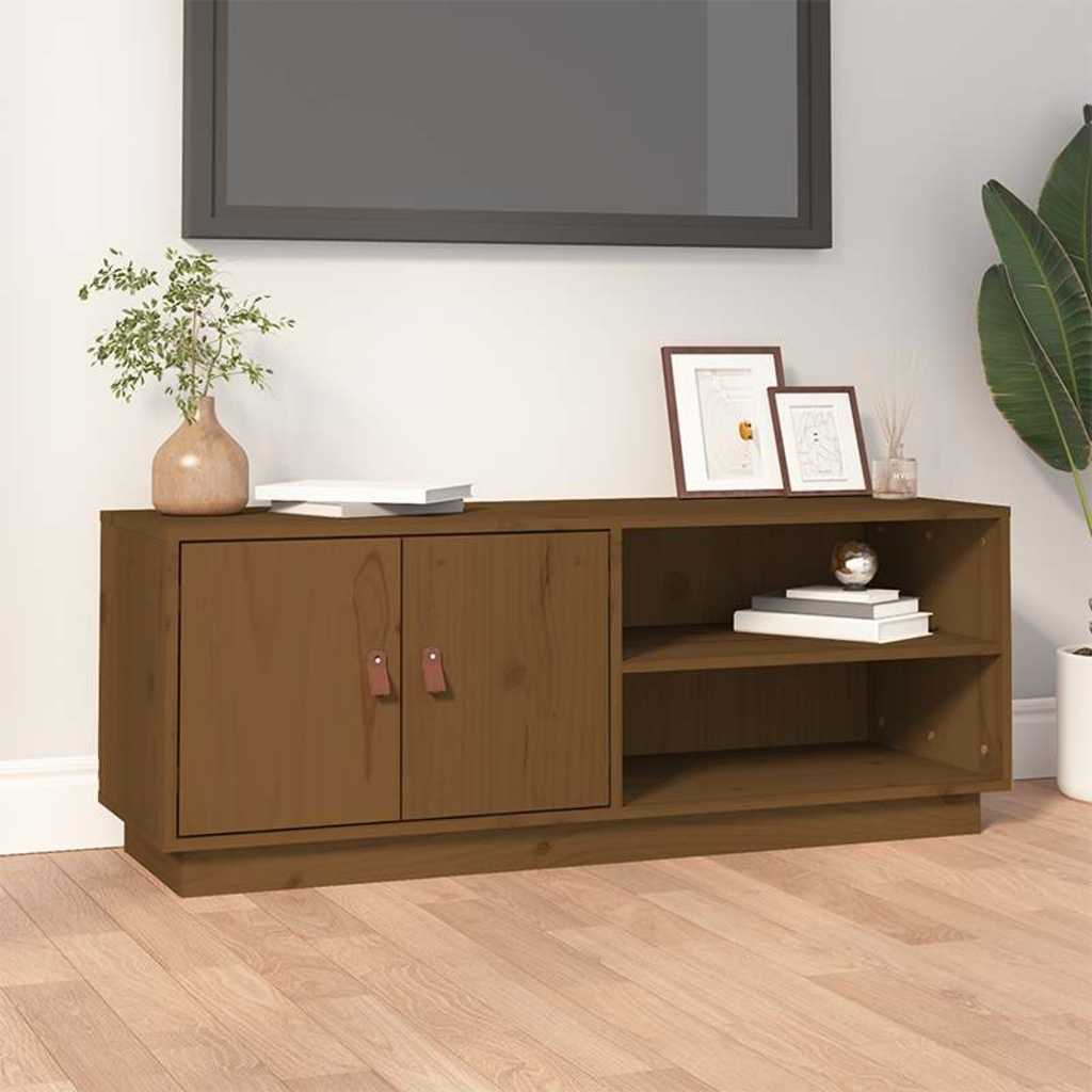 vidaXL TV Cabinet Honey Brown 105x34x40 cm Solid Wood Pine 1