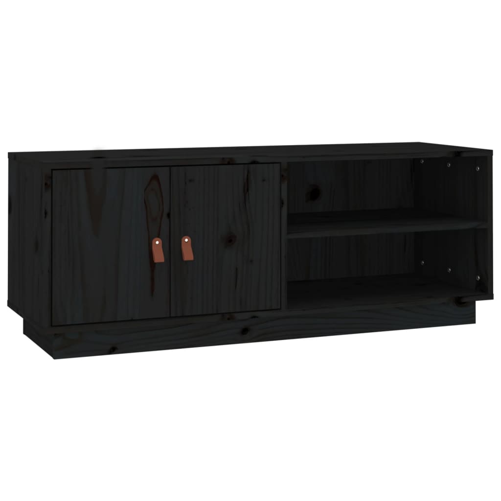 vidaXL TV Cabinet Black 105x34x40 cm Solid Wood Pine 2