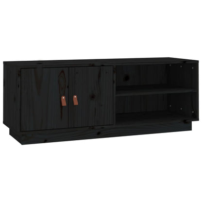 vidaXL TV Cabinet Black 105x34x40 cm Solid Wood Pine 2