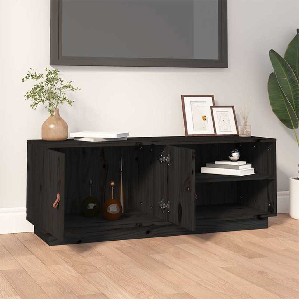 vidaXL TV Cabinet Black 105x34x40 cm Solid Wood Pine 3