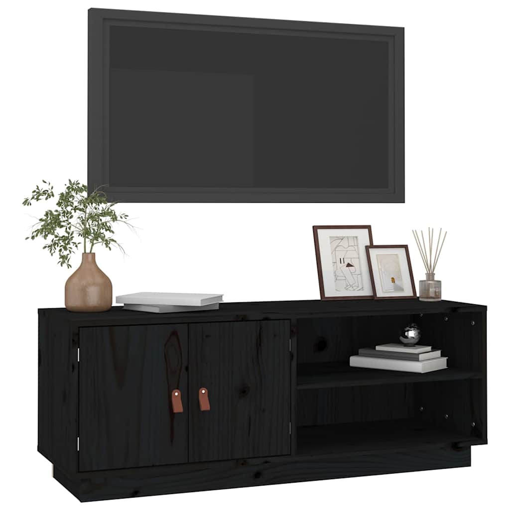 vidaXL TV Cabinet Black 105x34x40 cm Solid Wood Pine 4