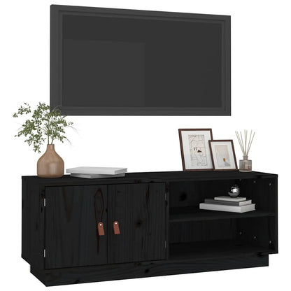 vidaXL TV Cabinet Black 105x34x40 cm Solid Wood Pine 4