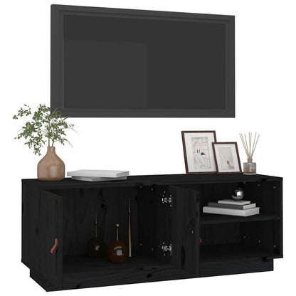 vidaXL TV Cabinet Black 105x34x40 cm Solid Wood Pine 5