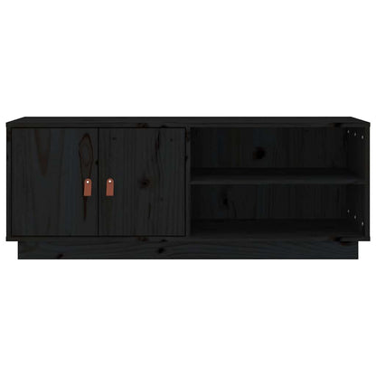 vidaXL TV Cabinet Black 105x34x40 cm Solid Wood Pine 6