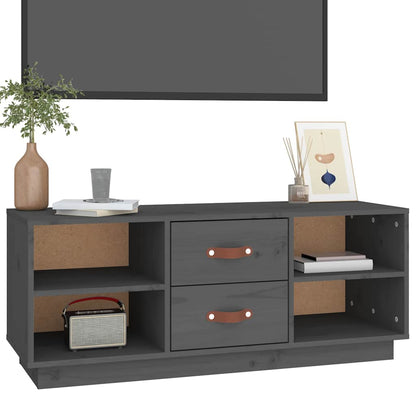 vidaXL TV Cabinet Grey 100x34x40 cm Solid Wood Pine 4