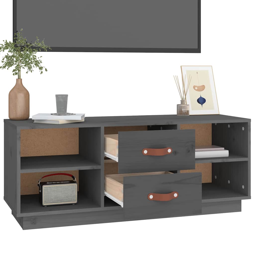 vidaXL TV Cabinet Grey 100x34x40 cm Solid Wood Pine 5