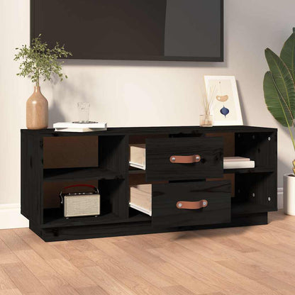 vidaXL TV Cabinet Black 100x34x40 cm Solid Wood Pine 3