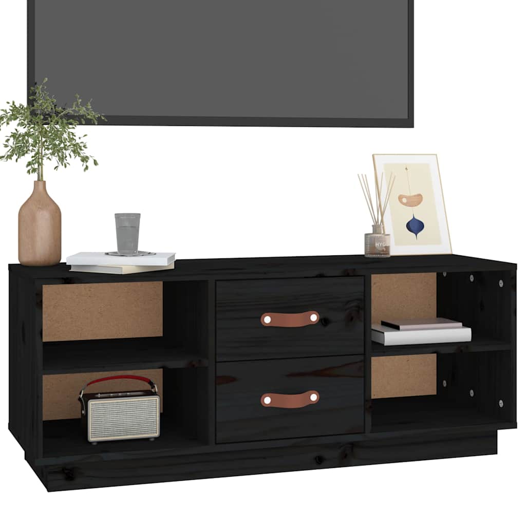 vidaXL TV Cabinet Black 100x34x40 cm Solid Wood Pine 4