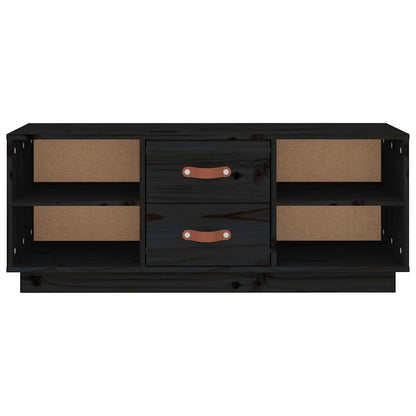 vidaXL TV Cabinet Black 100x34x40 cm Solid Wood Pine 6